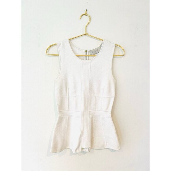 A.L.C. Knit top White XS Peplum Blouse - Picture 2 of 14